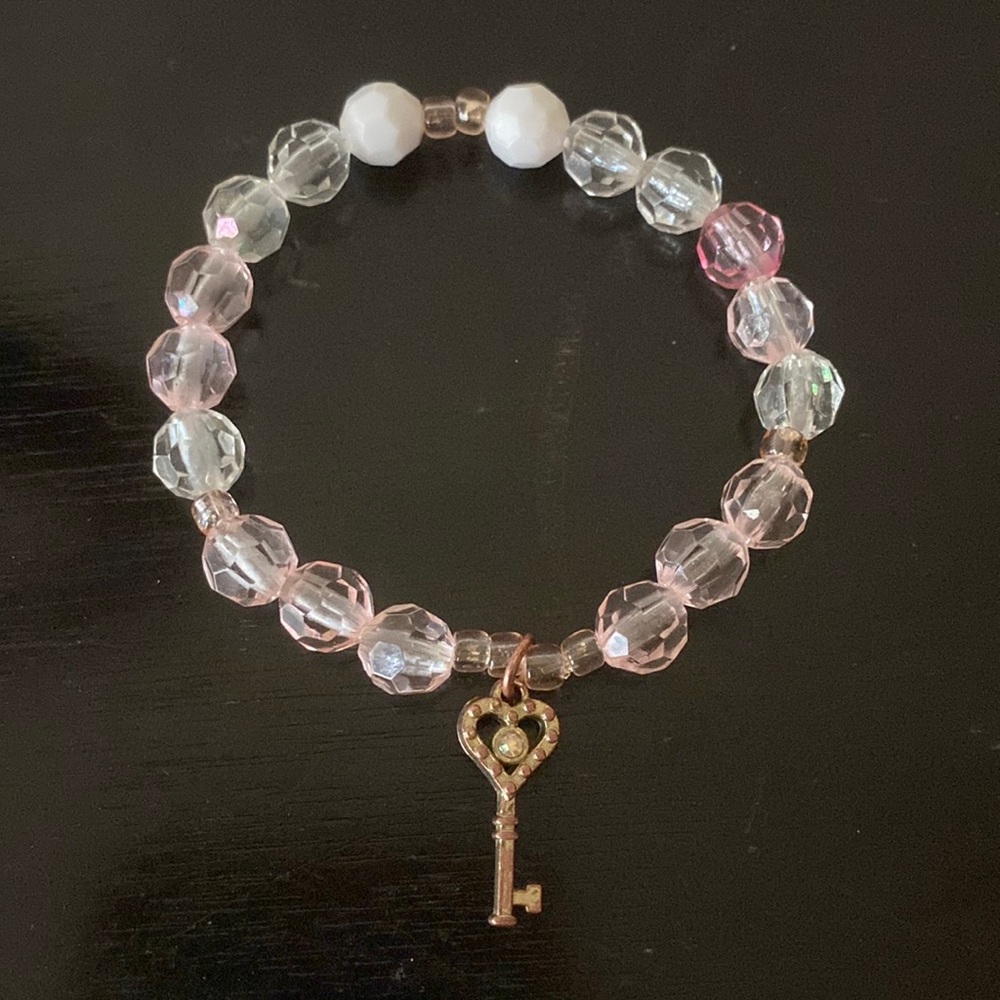 Handmade Pink beaded key bracelet